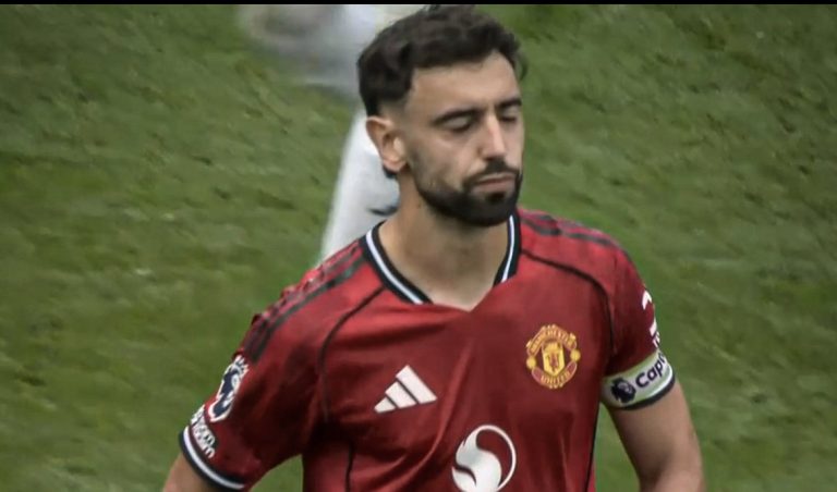 Watch: Bruno Fernandez awful penalty miss that could give Manchester united the lead