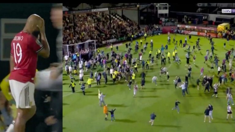 The dramatic penalty that stunned all of England and knocked Manchester United out of the Carabao Cup in a shocking upset against a fourth-division side.
